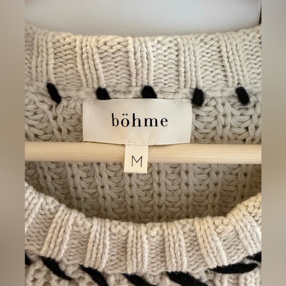Bohme Cable Knit Sweater with contrast stitch, Medium - Picture 3 of 6